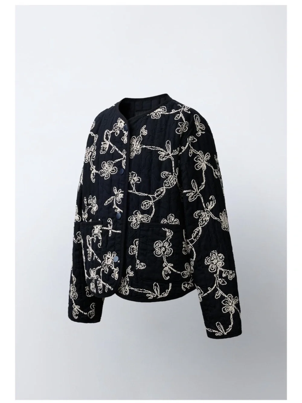 ZARA NWT Contrast Embroidered Quilted Jacket